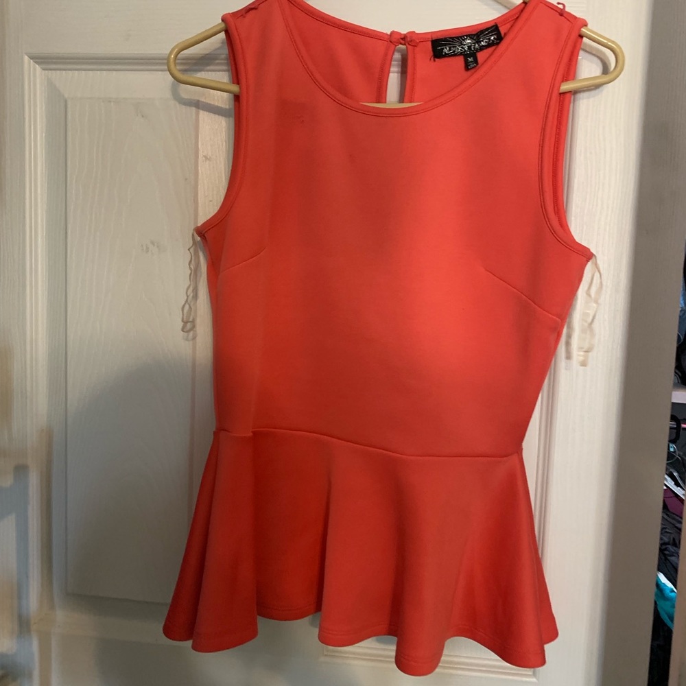 Coral Peplum Top